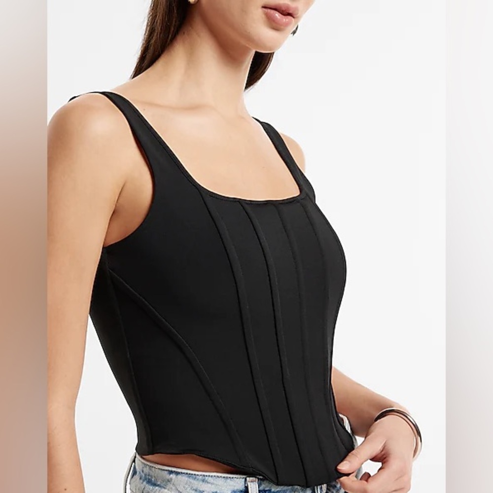 EXPRESS | BLACK BODY CONTOUR BONED STRETCH GOING OUT CLEAN GIRL CORSET TOP